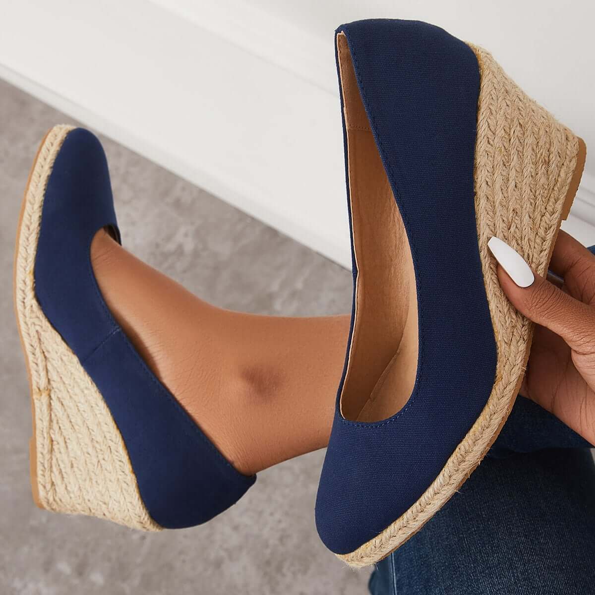 Suisecloths Platform Espadrilles Wedge Sandals Closed Toe Slip on Pumps