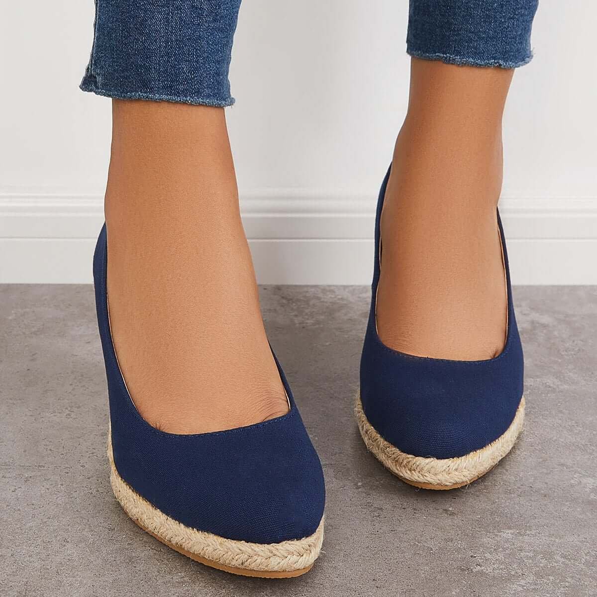 Suisecloths Platform Espadrilles Wedge Sandals Closed Toe Slip on Pumps