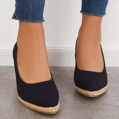 Suisecloths Platform Espadrilles Wedge Sandals Closed Toe Slip on Pumps