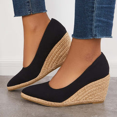 Suisecloths Platform Espadrilles Wedge Sandals Closed Toe Slip on Pumps