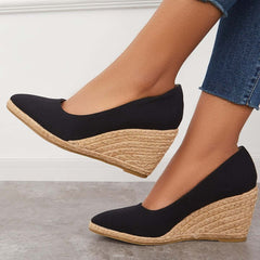 Suisecloths Platform Espadrilles Wedge Sandals Closed Toe Slip on Pumps