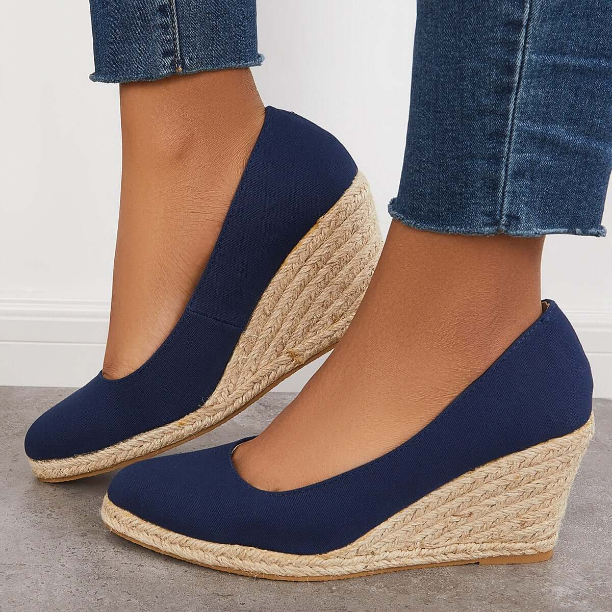 Suisecloths Platform Espadrilles Wedge Sandals Closed Toe Slip on Pumps