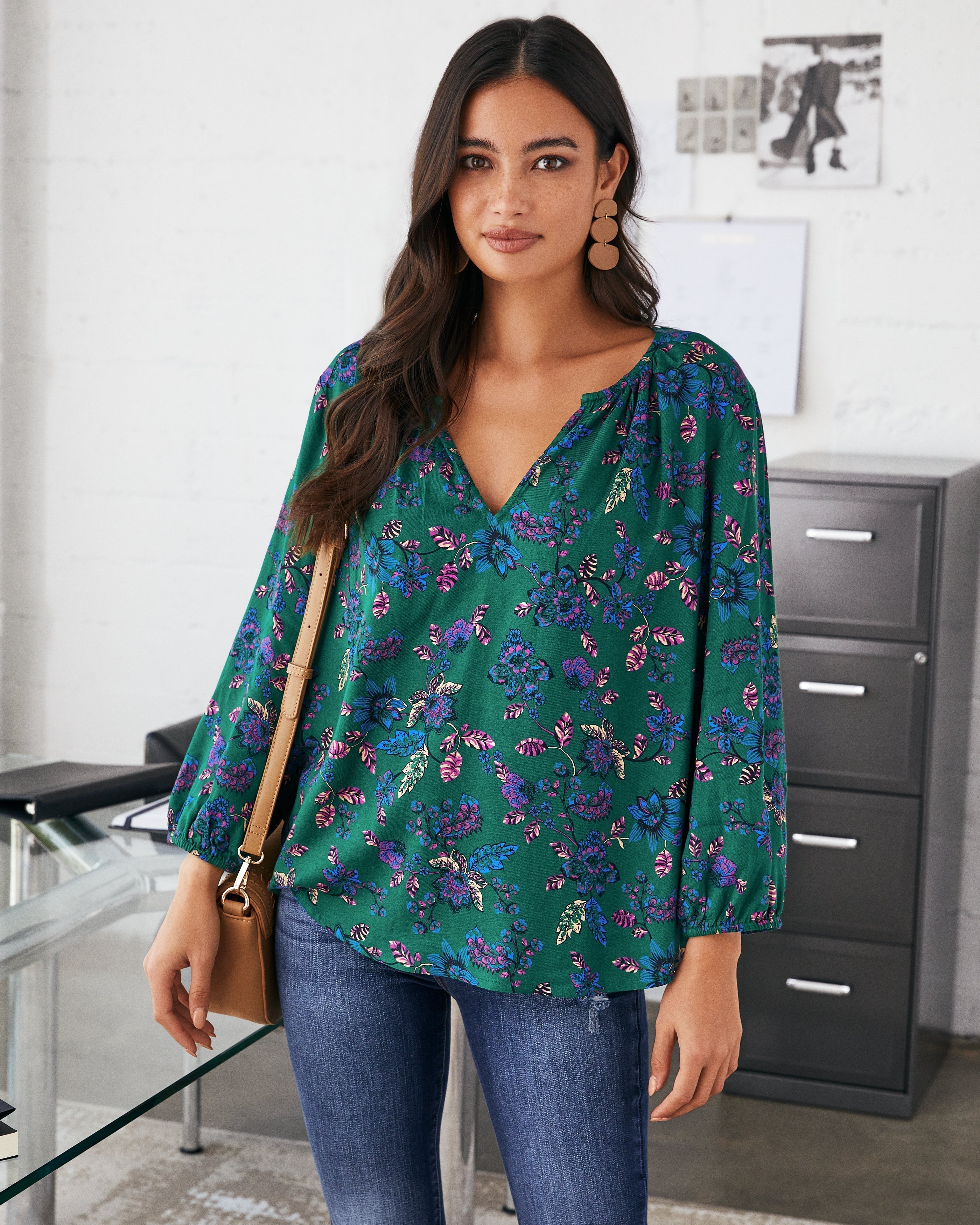 Sundale Floral Split Neck Blouse