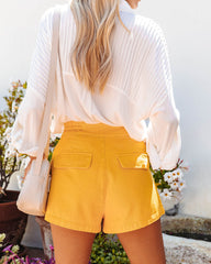 Sunshine Denim Pocketed Shorts - Marigold