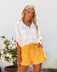 Sunshine Denim Pocketed Shorts - Marigold