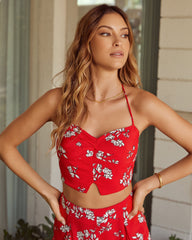 Sunshine For The Soul Floral Halter Crop Top