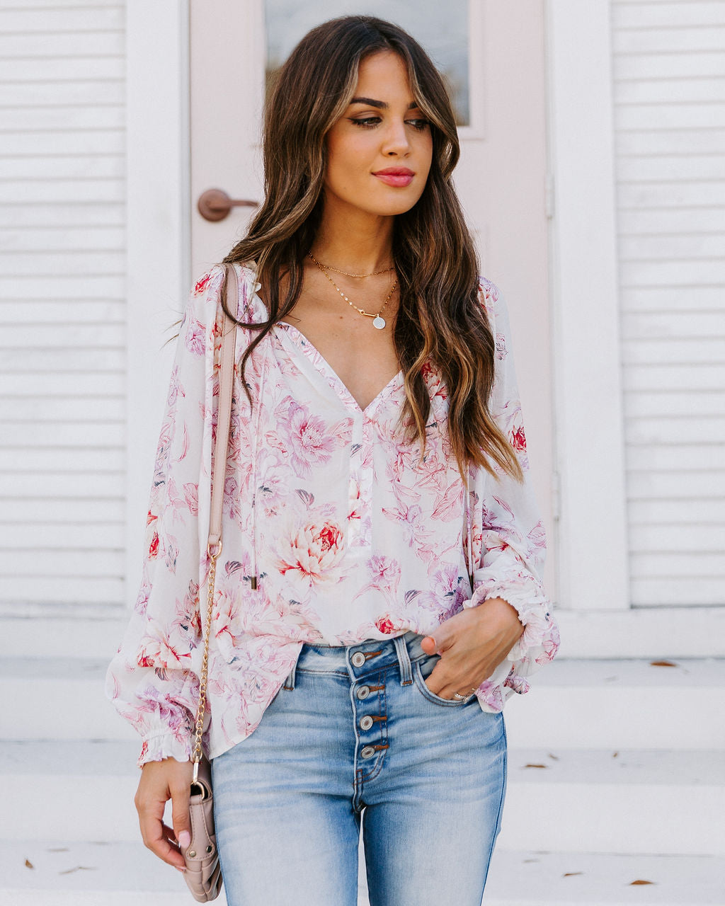 Symbolize Love Printed Ruffle Blouse