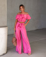 Taiba Pocketed Wide Leg Pants - Rose