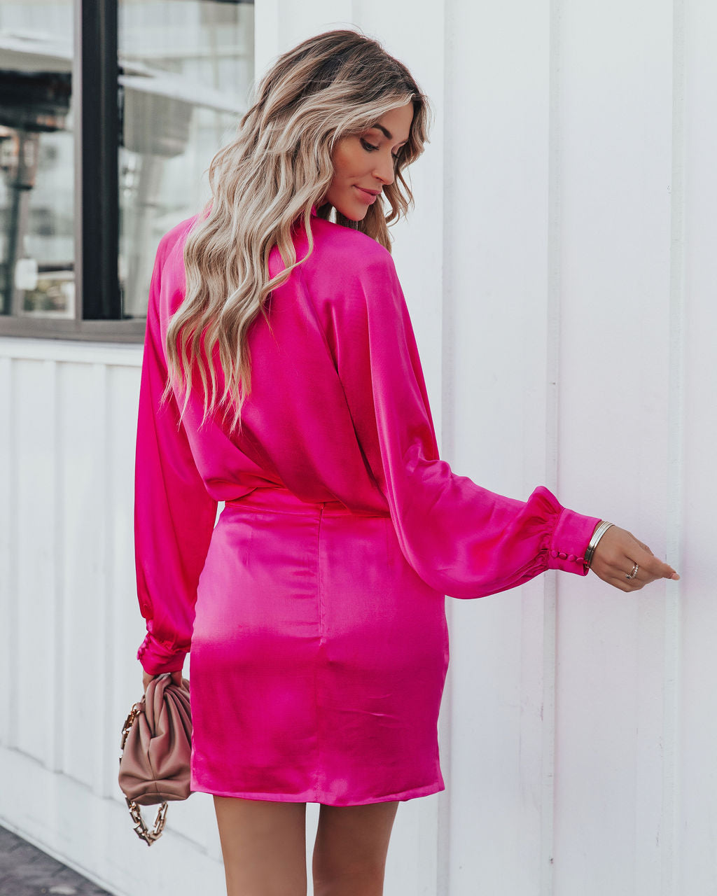 Take A Chance On Love Satin Blouse - Fuchsia