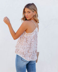 Take Good Care Printed Lace Cami Tank