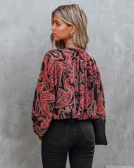 Taras Paisley Button Down Crop Blouse