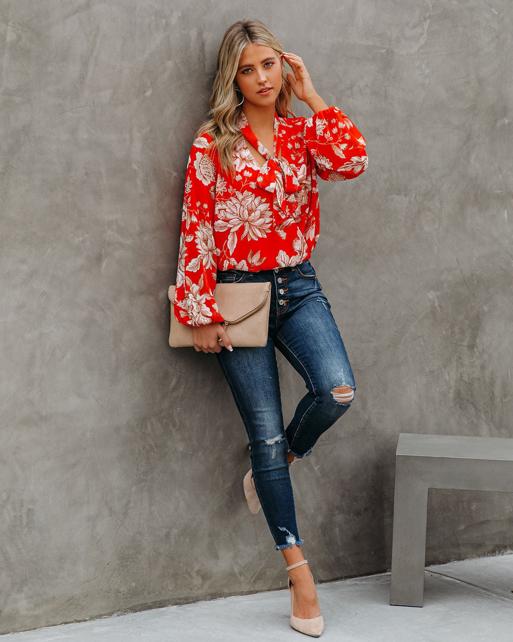 Tata Floral Tie Blouse