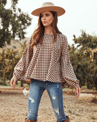 Tensey Checkered Babydoll Blouse