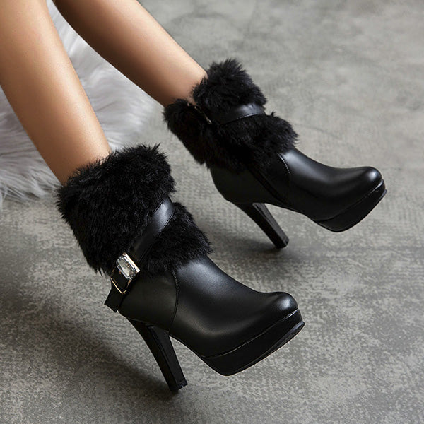 Trendy Platform High Chunky Heel Ankle Boots