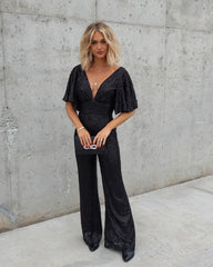 Trophy Wife Sequin Jumpsuit - Black