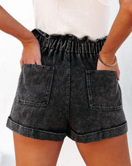 Turner High Rise Vintage Wash Denim Shorts - Verblasstes Schwarz 