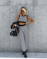 Twiggy Girl Chevron Knit Wide Leg Pants