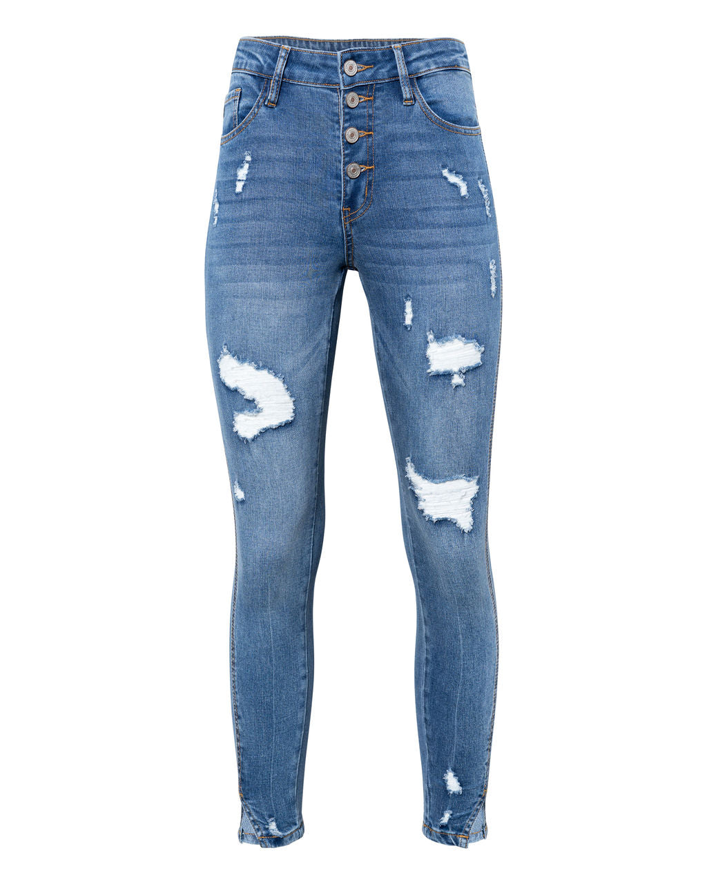 Ultimate High Rise Split Ankle Distressed Skinny