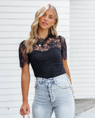 Unrequited Love Lace Bodysuit - Black