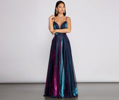 Vanda Formal Iridescent Metallic Dress