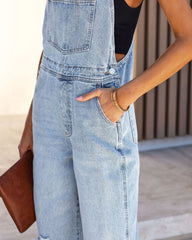 Vayda Distressed Denim Overalls