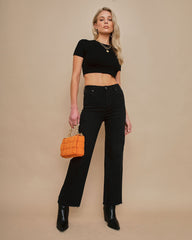 Venti High Rise Straight Leg Crop Denim