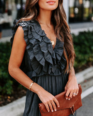 Veronica Ruffle Jumpsuit - Charcoal