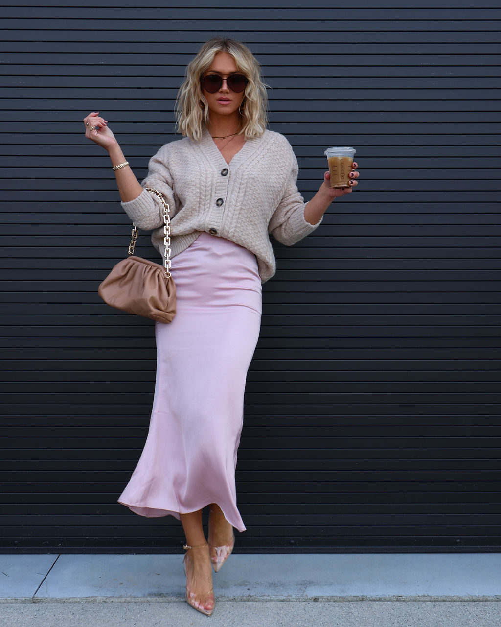 Veronique Satin Maxi Skirt - Blush