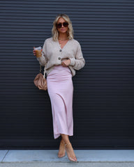 Veronique Satin Maxi Skirt - Blush