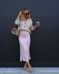 Veronique Satin Maxi Skirt - Blush