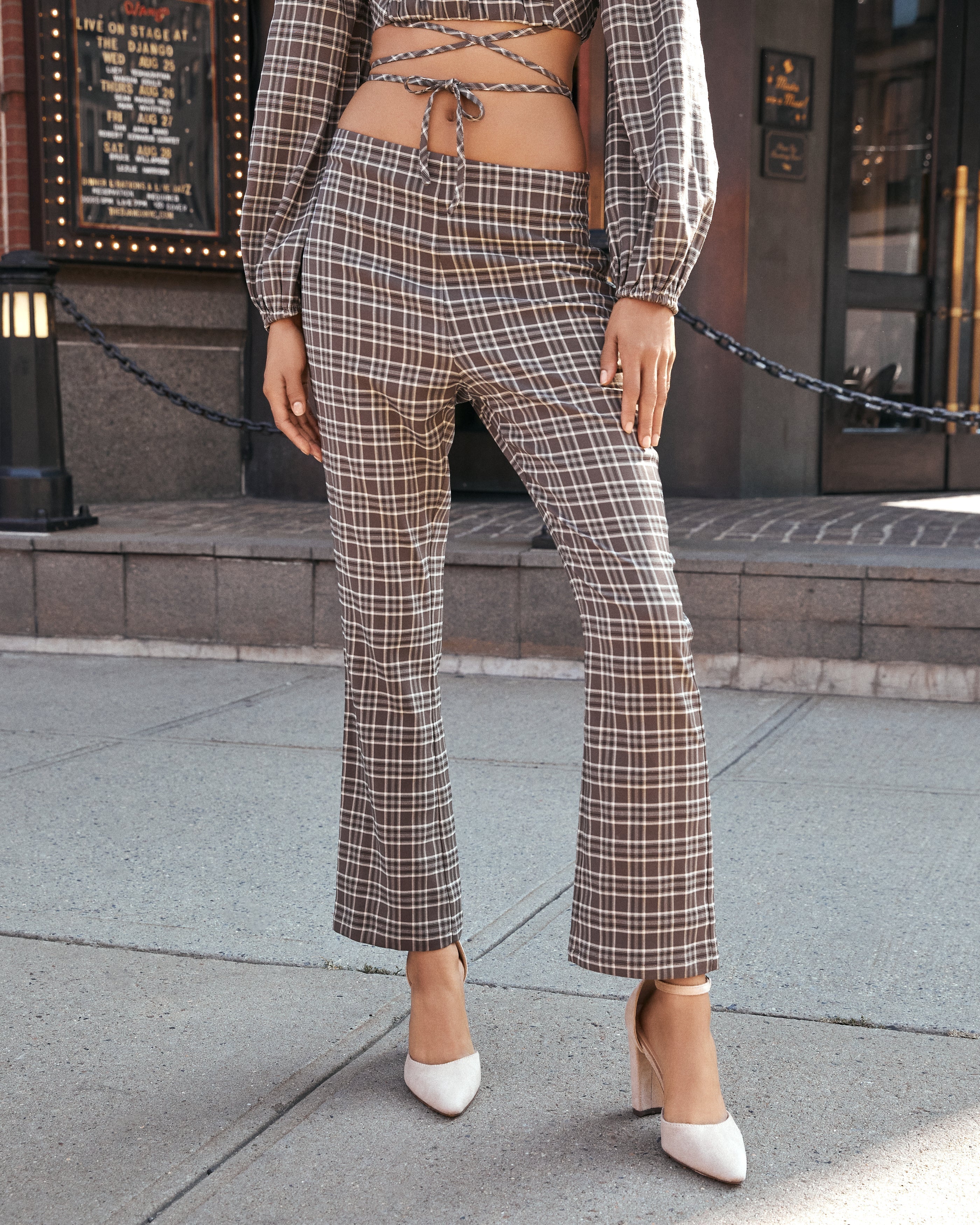 Chambers Plaid High Rise Trousers