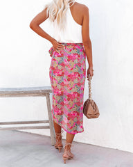 Villa For The Summer Floral Wrap Midi Skirt