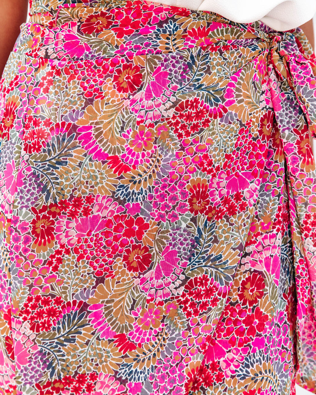 Villa For The Summer Floral Wrap Midi Skirt