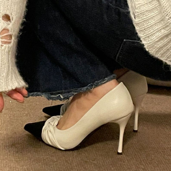 Vintage Stitching Point Toe Stilettos High Heels