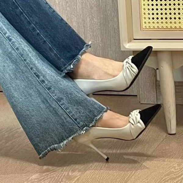 Vintage Stitching Point Toe Stilettos High Heels