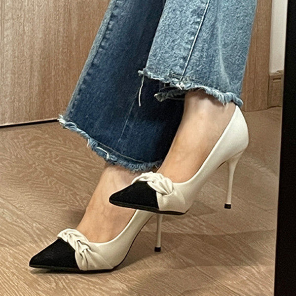 Vintage Stitching Point Toe Stilettos High Heels