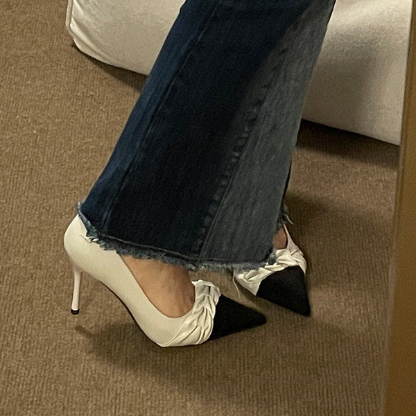 Vintage Stitching Point Toe Stilettos High Heels