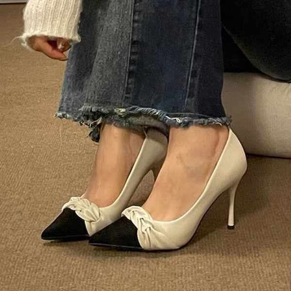 Vintage Stitching Point Toe Stilettos High Heels
