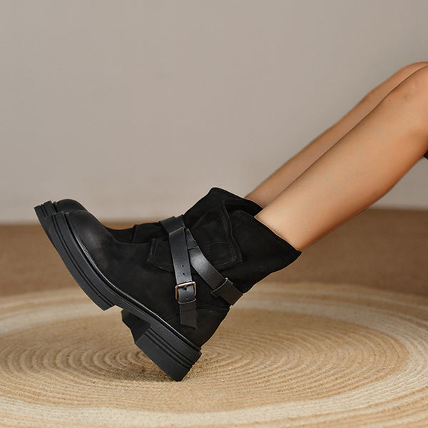 Vintage Western Belt Buckle Ankle Booties
