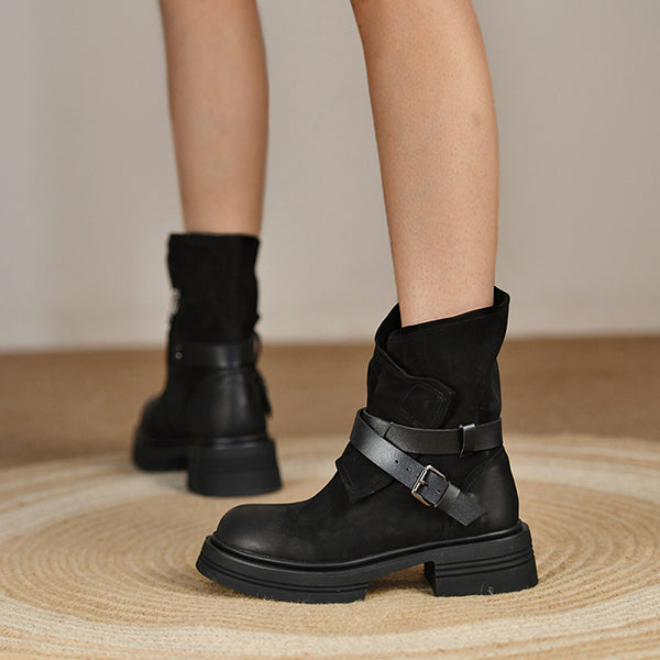 Vintage Western Belt Buckle Ankle Booties