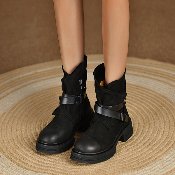 Vintage Western Belt Buckle Ankle Booties