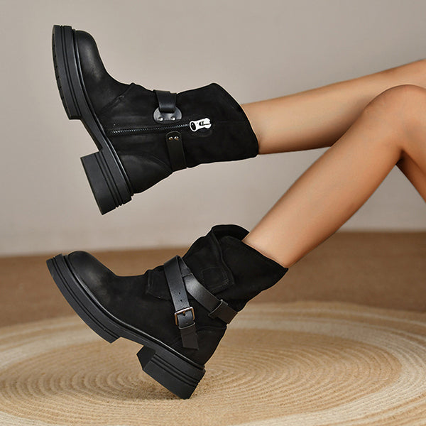 Vintage Western Belt Buckle Ankle Booties