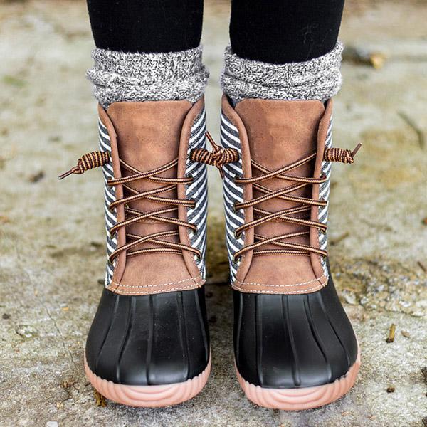 Waterproof Lace Up Duck Boots