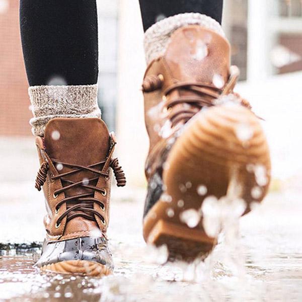 Waterproof Lace Up Duck Boots