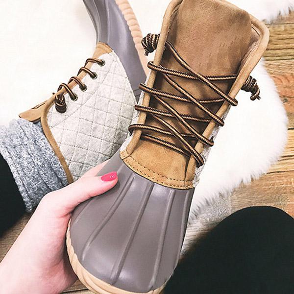 Waterproof Lace Up Duck Boots