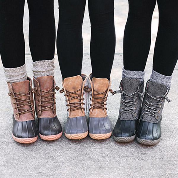 Waterproof Lace Up Duck Boots