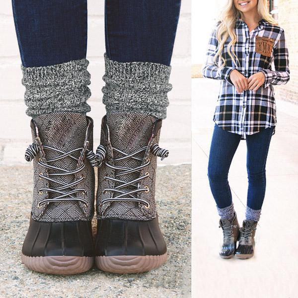 Waterproof Lace Up Duck Boots