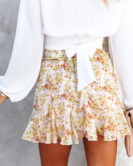 Way With Words Floral Chiffon Ruffle Mini Skirt