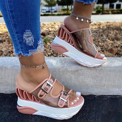 Wedge Heel Buckle Straps Sandals