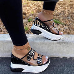 Wedge Heel Buckle Straps Sandals